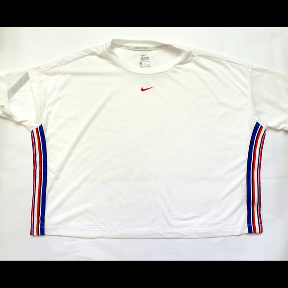 NIKE WOMEN’S Dri-FIT Stripe Cropped T-shirt SIZE L - Picture 3 of 5